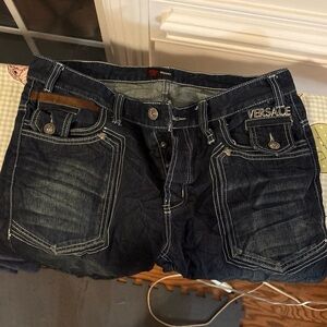 Versace Indigo Denim Jeans with Embroidered Logo